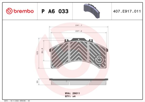 Obrázok Sada brzdových platničiek kotúčovej brzdy BREMBO  PA6033