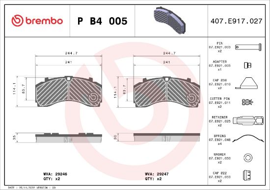Obrázok Sada brzdových platničiek kotúčovej brzdy BREMBO  PB4005