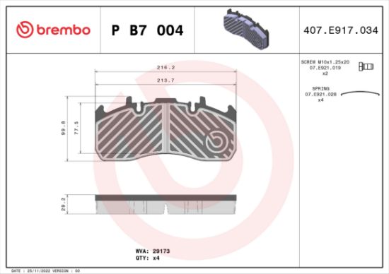 Obrázok Sada brzdových platničiek kotúčovej brzdy BREMBO  PB7004