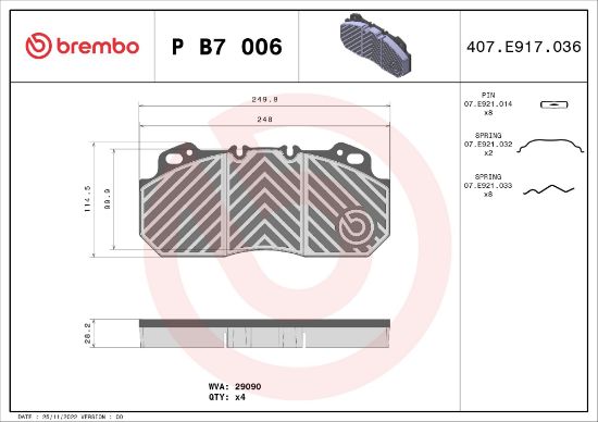 Obrázok Sada brzdových platničiek kotúčovej brzdy BREMBO  PB7006