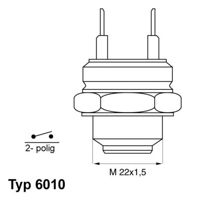 Obrázok Teplotný spínač ventilátora chladenia BorgWarner (Wahler)  601095D