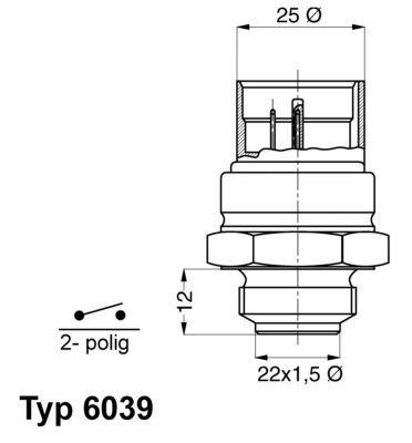 Obrázok Teplotný spínač ventilátora chladenia BorgWarner (Wahler)  603995D