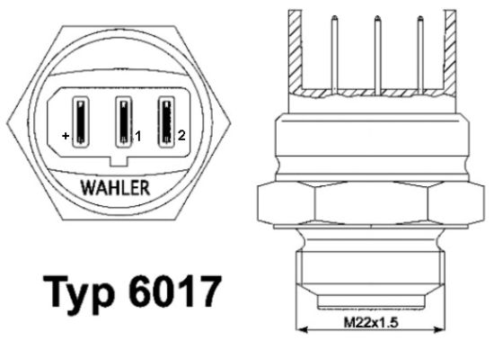 Obrázok Teplotný spínač ventilátora chladenia BorgWarner (Wahler)  601785D