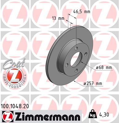 Obrázok Brzdový kotúč ZIMMERMANN COAT Z 100104820