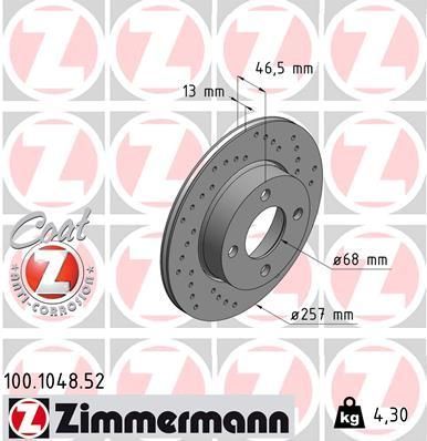Obrázok Brzdový kotúč ZIMMERMANN SPORT COAT Z 100104852