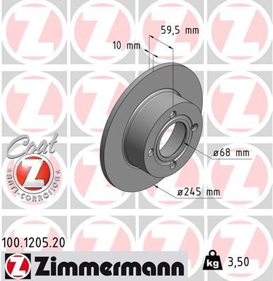 Obrázok Brzdový kotúč ZIMMERMANN COAT Z 100120520