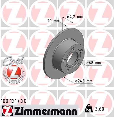 Obrázok Brzdový kotúč ZIMMERMANN COAT Z 100121720
