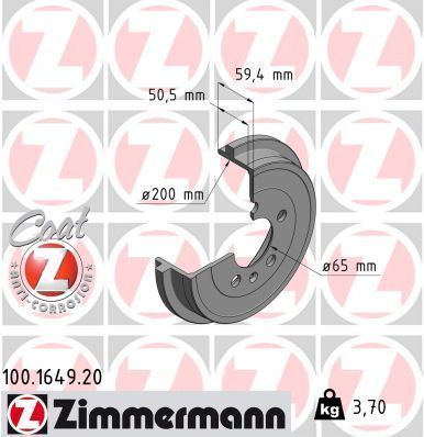 Obrázok Brzdový bubon ZIMMERMANN COAT Z 100164920