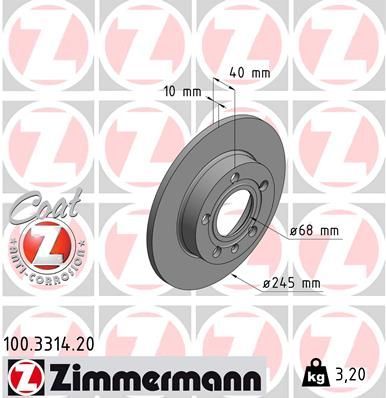 Obrázok Brzdový kotúč ZIMMERMANN COAT Z 100331420
