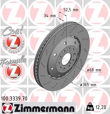 Obrázok Brzdový kotúč ZIMMERMANN FORMULA Z COAT Z 100333970
