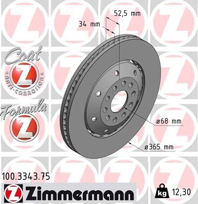Obrázok Brzdový kotúč ZIMMERMANN FORMULA Z COAT Z 100334375