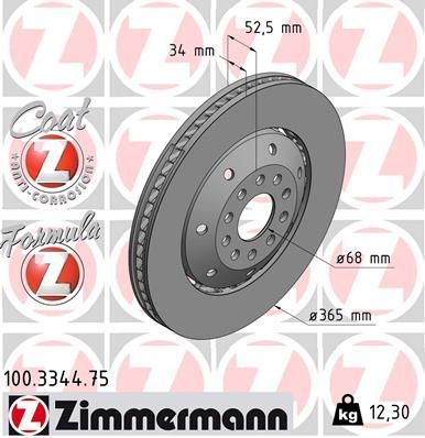 Obrázok Brzdový kotúč ZIMMERMANN FORMULA Z COAT Z 100334475