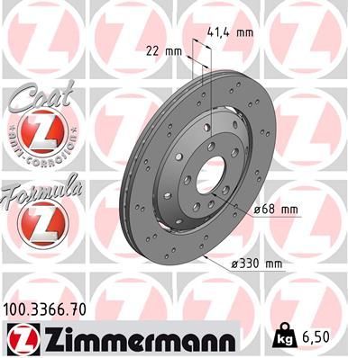 Obrázok Brzdový kotúč ZIMMERMANN FORMULA Z COAT Z 100336670