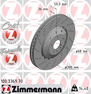 Obrázok Brzdový kotúč ZIMMERMANN FORMULA Z COAT Z 100336970