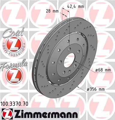 Obrázok Brzdový kotúč ZIMMERMANN FORMULA Z COAT Z 100337070