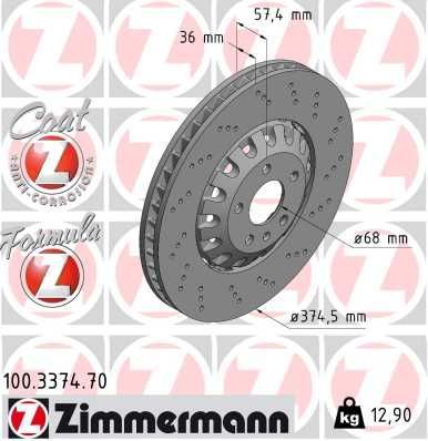 Obrázok Brzdový kotúč ZIMMERMANN FORMULA Z COAT Z 100337470