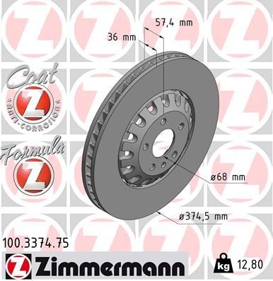 Obrázok Brzdový kotúč ZIMMERMANN FORMULA Z COAT Z 100337475