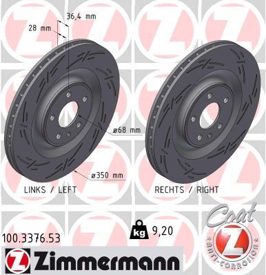 Obrázok Brzdový kotúč ZIMMERMANN BLACK Z 100337653