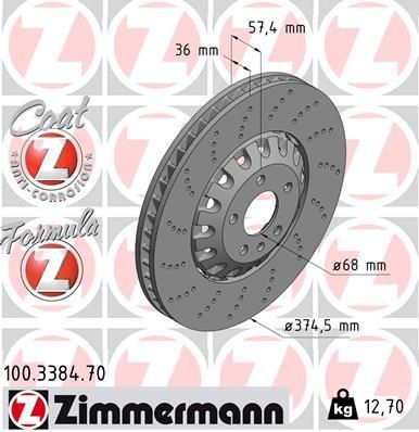 Obrázok Brzdový kotúč ZIMMERMANN FORMULA Z COAT Z 100338470