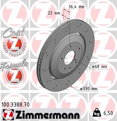 Obrázok Brzdový kotúč ZIMMERMANN FORMULA Z COAT Z 100338870