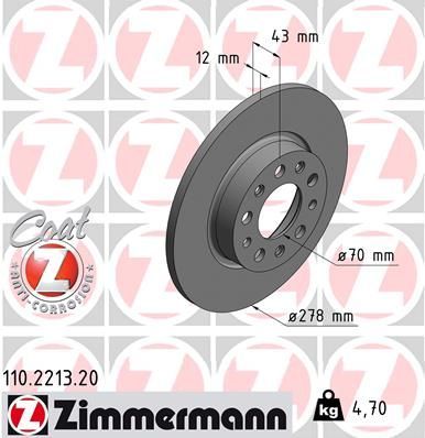 Obrázok Brzdový kotúč ZIMMERMANN COAT Z 110221320