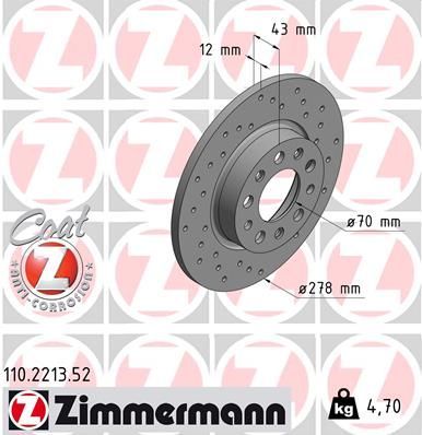 Obrázok Brzdový kotúč ZIMMERMANN SPORT COAT Z 110221352