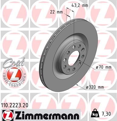 Obrázok Brzdový kotúč ZIMMERMANN COAT Z 110222320