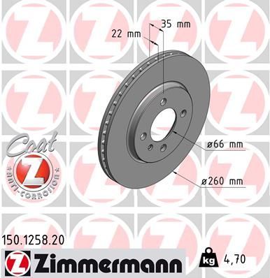 Obrázok Brzdový kotúč ZIMMERMANN COAT Z 150125820