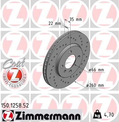 Obrázok Brzdový kotúč ZIMMERMANN SPORT COAT Z 150125852
