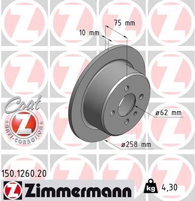 Obrázok Brzdový kotúč ZIMMERMANN COAT Z 150126020