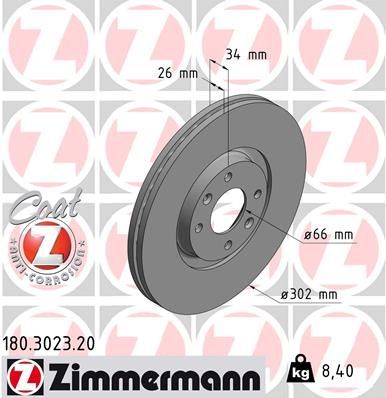 Obrázok Brzdový kotúč ZIMMERMANN COAT Z 180302320