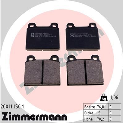 Obrázok Sada brzdových platničiek kotúčovej brzdy ZIMMERMANN  200111501