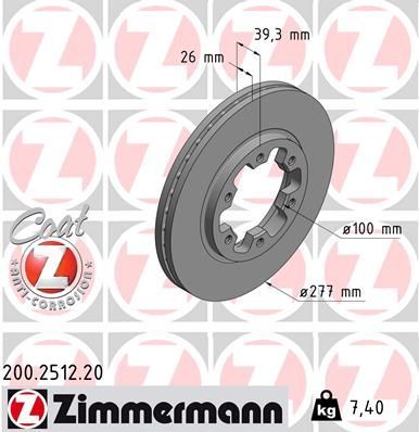 Obrázok Brzdový kotúč ZIMMERMANN COAT Z 200251220