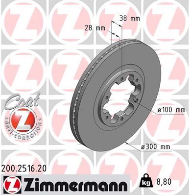 Obrázok Brzdový kotúč ZIMMERMANN COAT Z 200251620