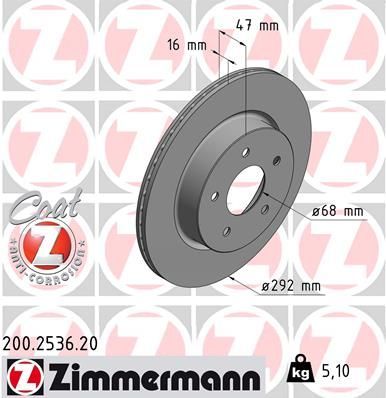 Obrázok Brzdový kotúč ZIMMERMANN COAT Z 200253620