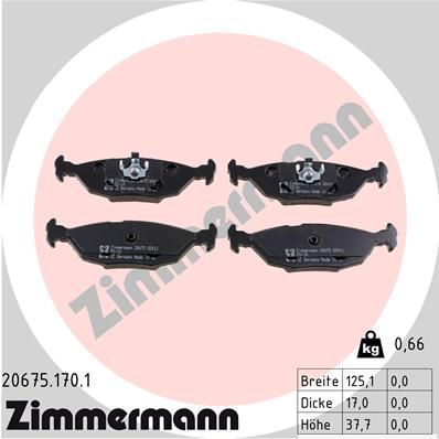 Obrázok Sada brzdových platničiek kotúčovej brzdy ZIMMERMANN  206751701