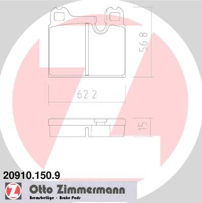 Obrázok Sada brzdových platničiek kotúčovej brzdy ZIMMERMANN pb:z 209101509