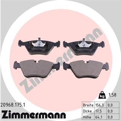 Obrázok Sada brzdových platničiek kotúčovej brzdy ZIMMERMANN  209681751