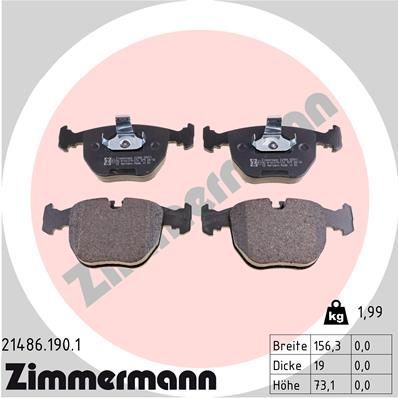 Obrázok Sada brzdových platničiek kotúčovej brzdy ZIMMERMANN  214861901