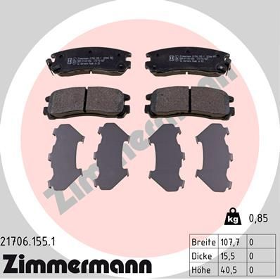 Obrázok Sada brzdových platničiek kotúčovej brzdy ZIMMERMANN  217061551