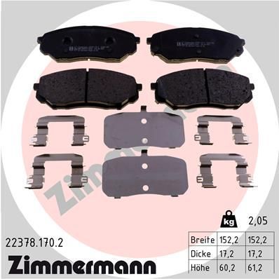 Obrázok Sada brzdových platničiek kotúčovej brzdy ZIMMERMANN  223781702