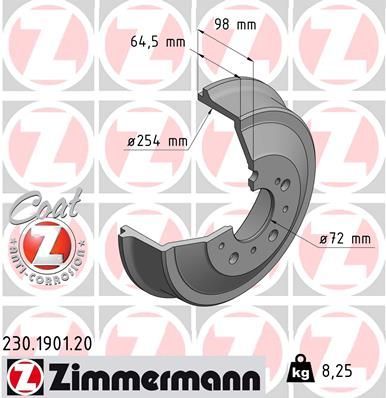 Obrázok Brzdový bubon ZIMMERMANN COAT Z 230190120