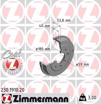 Obrázok Brzdový bubon ZIMMERMANN COAT Z 230191020