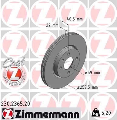 Obrázok Brzdový kotúč ZIMMERMANN COAT Z 230236520