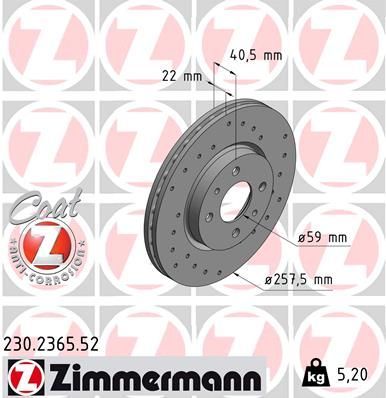 Obrázok Brzdový kotúč ZIMMERMANN SPORT COAT Z 230236552