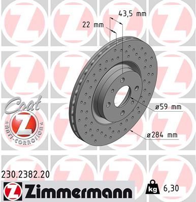Obrázok Brzdový kotúč ZIMMERMANN COAT Z 230238220