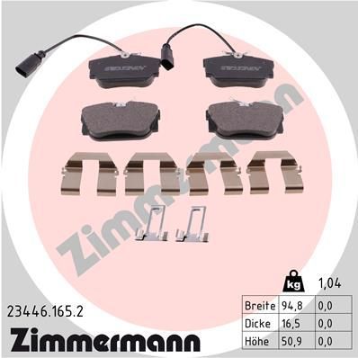 Obrázok Sada brzdových platničiek kotúčovej brzdy ZIMMERMANN  234461652