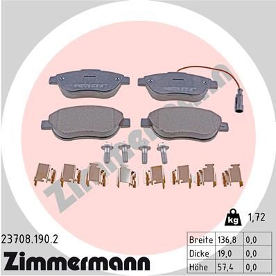 Obrázok Sada brzdových platničiek kotúčovej brzdy ZIMMERMANN  237081902