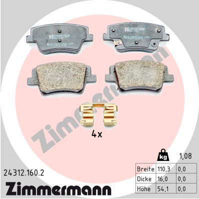 Obrázok Sada brzdových platničiek kotúčovej brzdy ZIMMERMANN  243121602