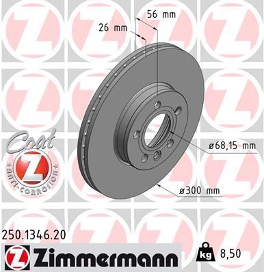 Obrázok Brzdový kotúč ZIMMERMANN COAT Z 250134620